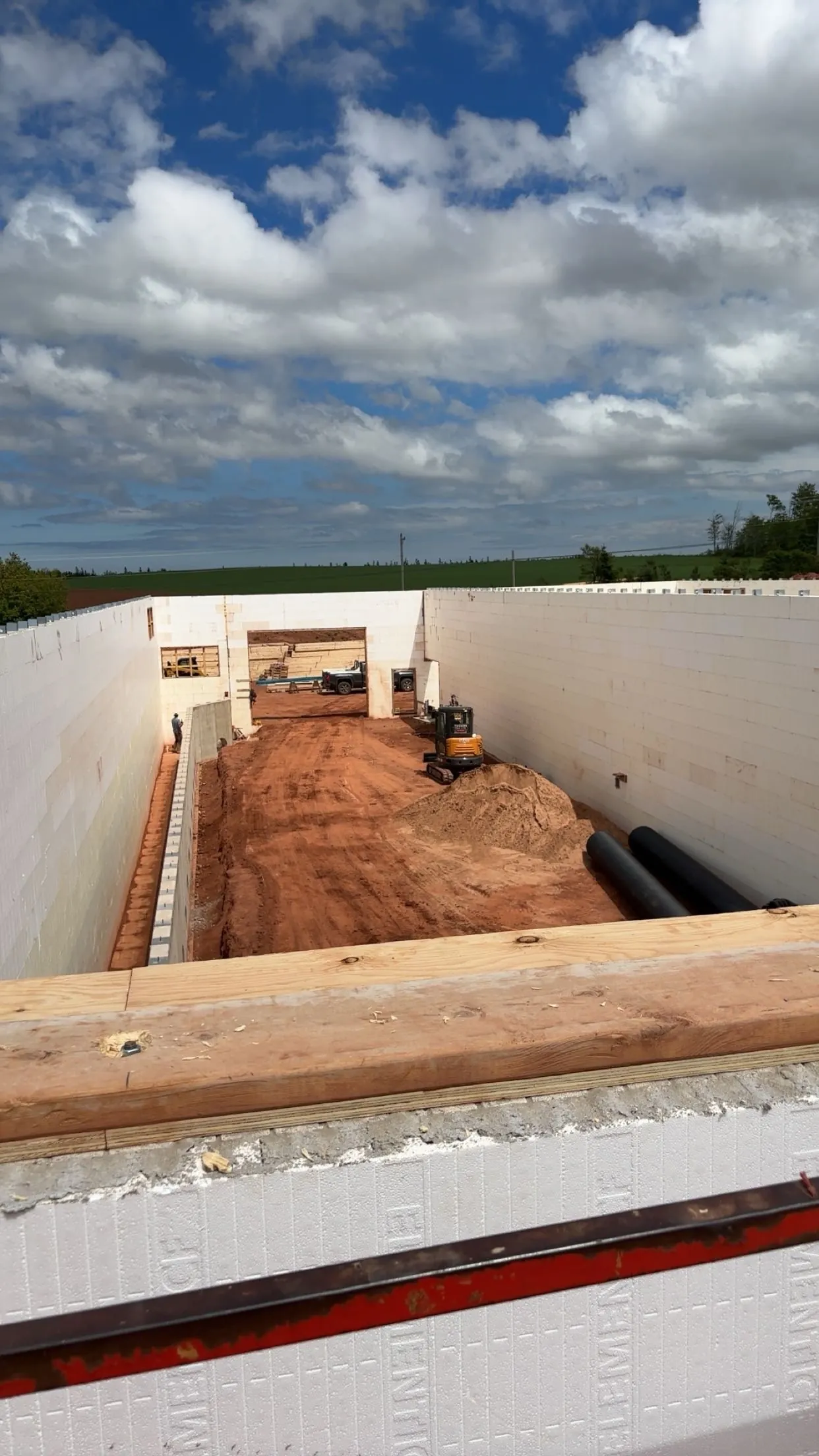 Insulated Concrete Form foundation walls seen from above